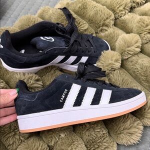 Adidas Campus Black Suede with White Stripes size 41/2 worn once